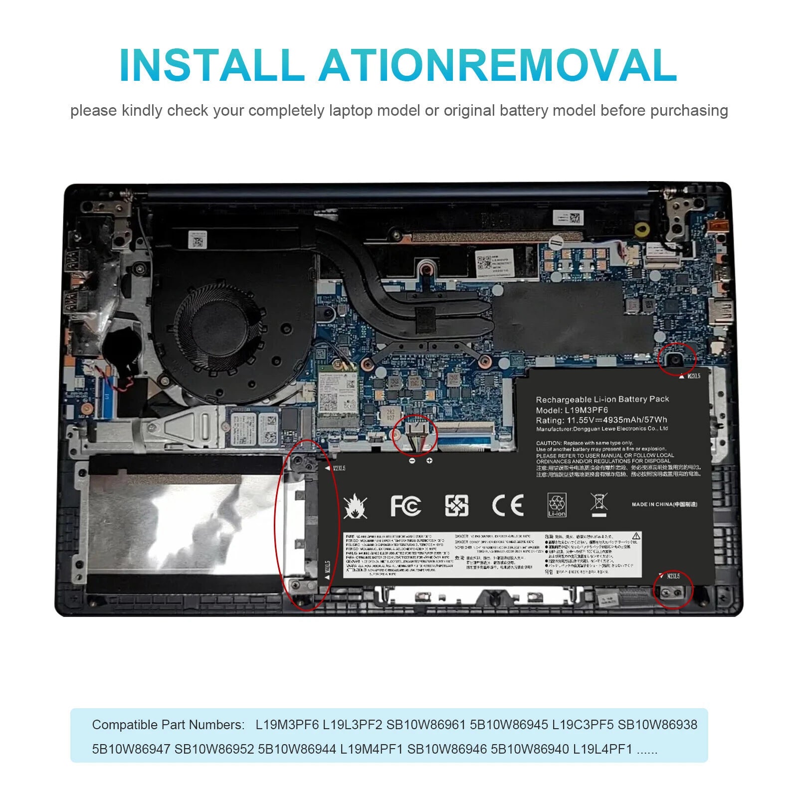 Replace Battery For Lenovo Ideapad 5-15ARE05 81YQ /5-15ITL05 82FG Serie L19M3PF6