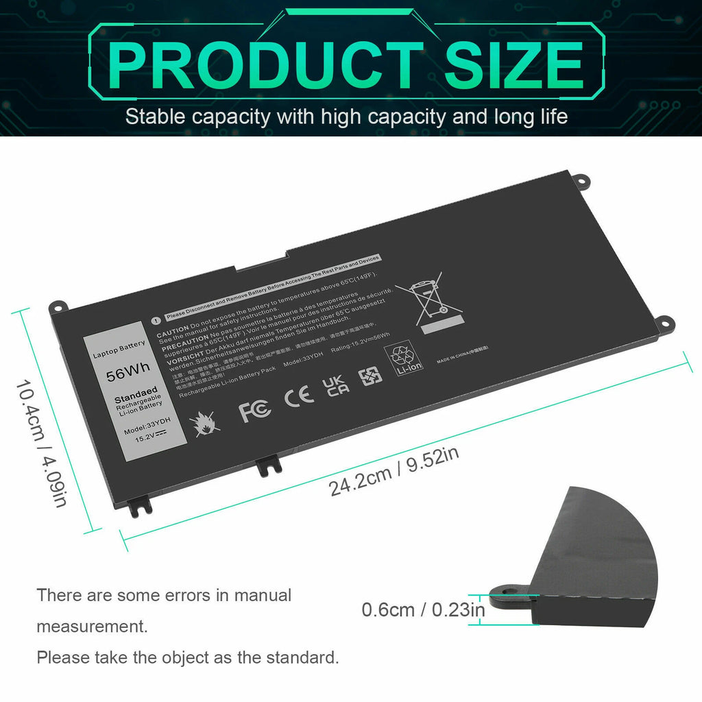 ?LOT 50X 33YDH Battery for Dell Latitude 3380 3480 3490 3580 3590 Inspiron 7577