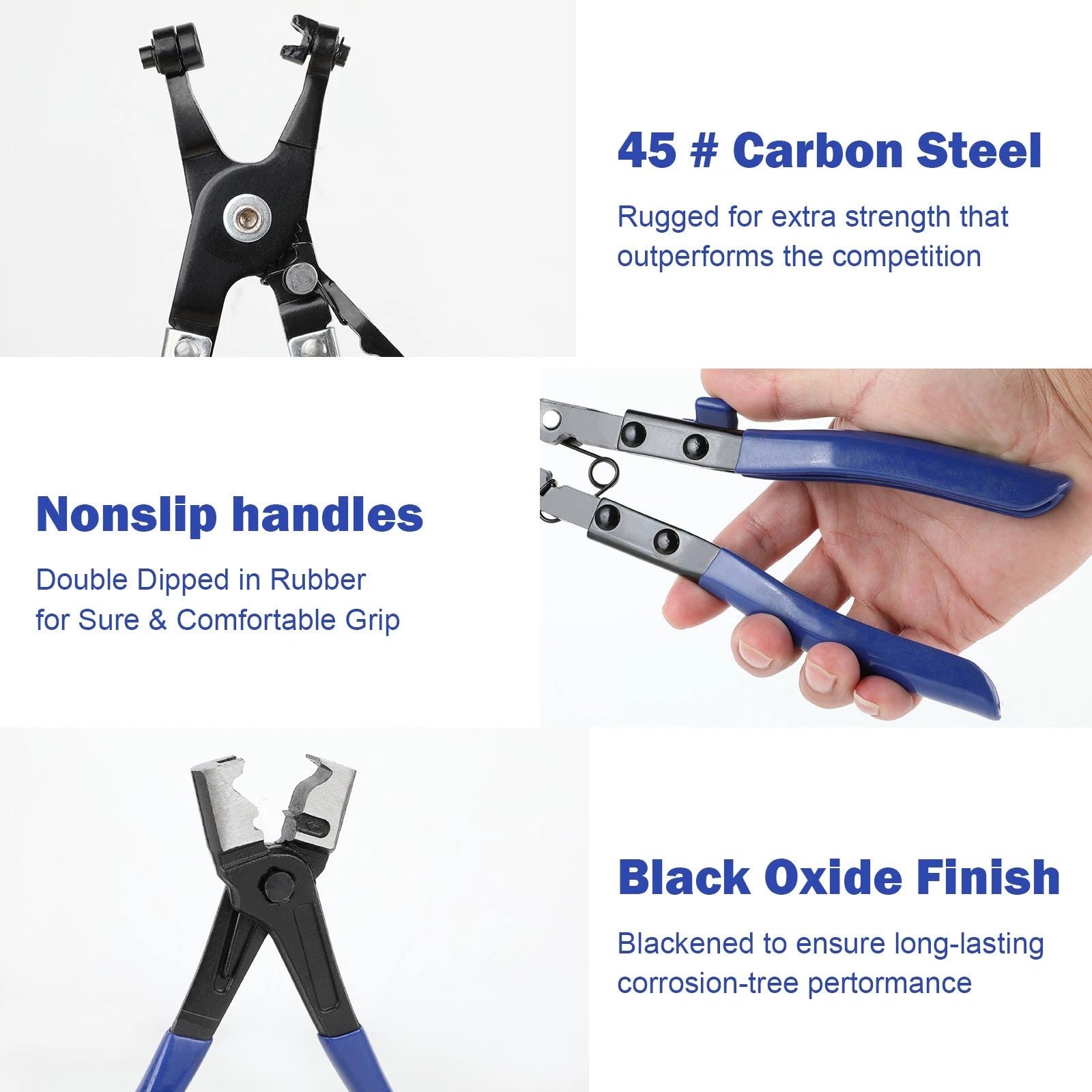 9PCS Hose Clamp Clip Plier Set Swivel Jaw Flat Angled Band Automotive Tool Set