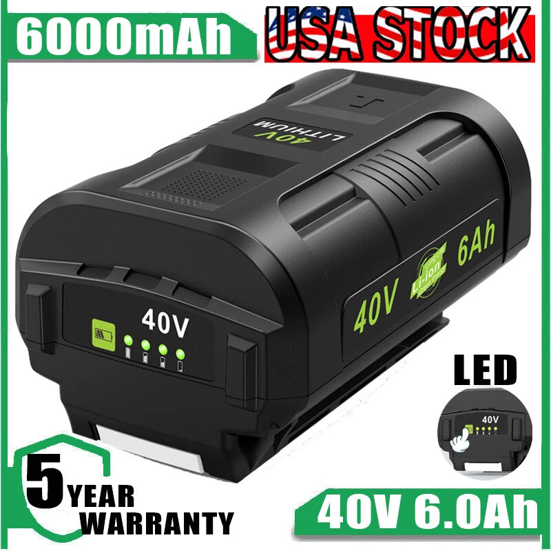 6.0Ah 40 Volt Replacement For Ryobi 40V Battery Lithium OP4040 OP4030 OP4050 6Ah