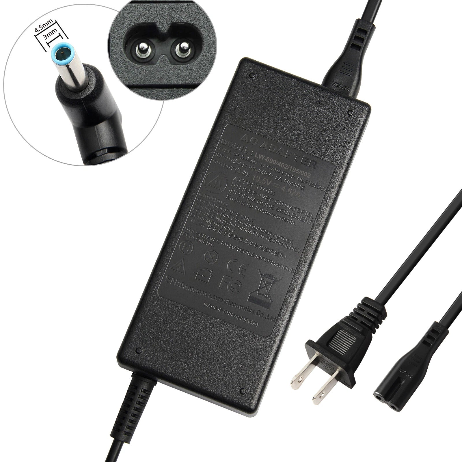 For HP Pavilion Envy Beats Audio Laptop Blue Tip Pin Charger Adapter Power Cord
