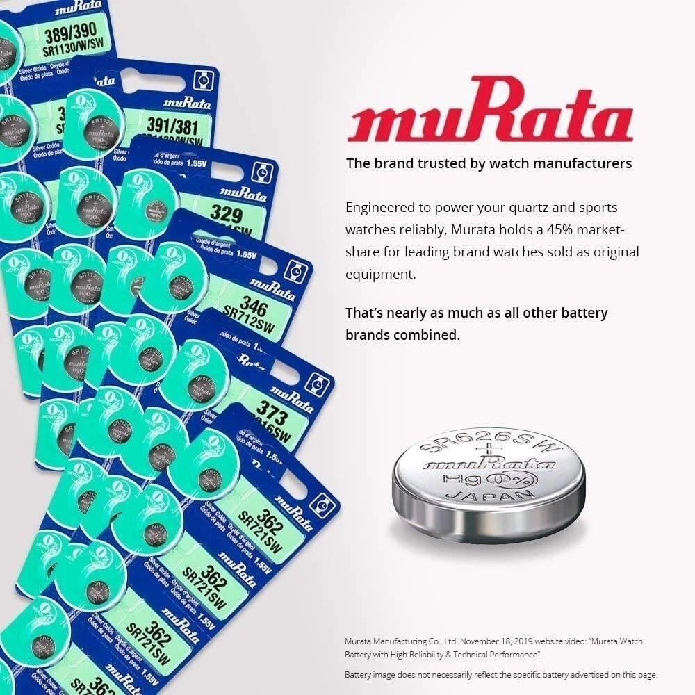 Murata 395/399 SR927/W/SW Battery 1.55V Silver Oxide Watch Button Cell -...
