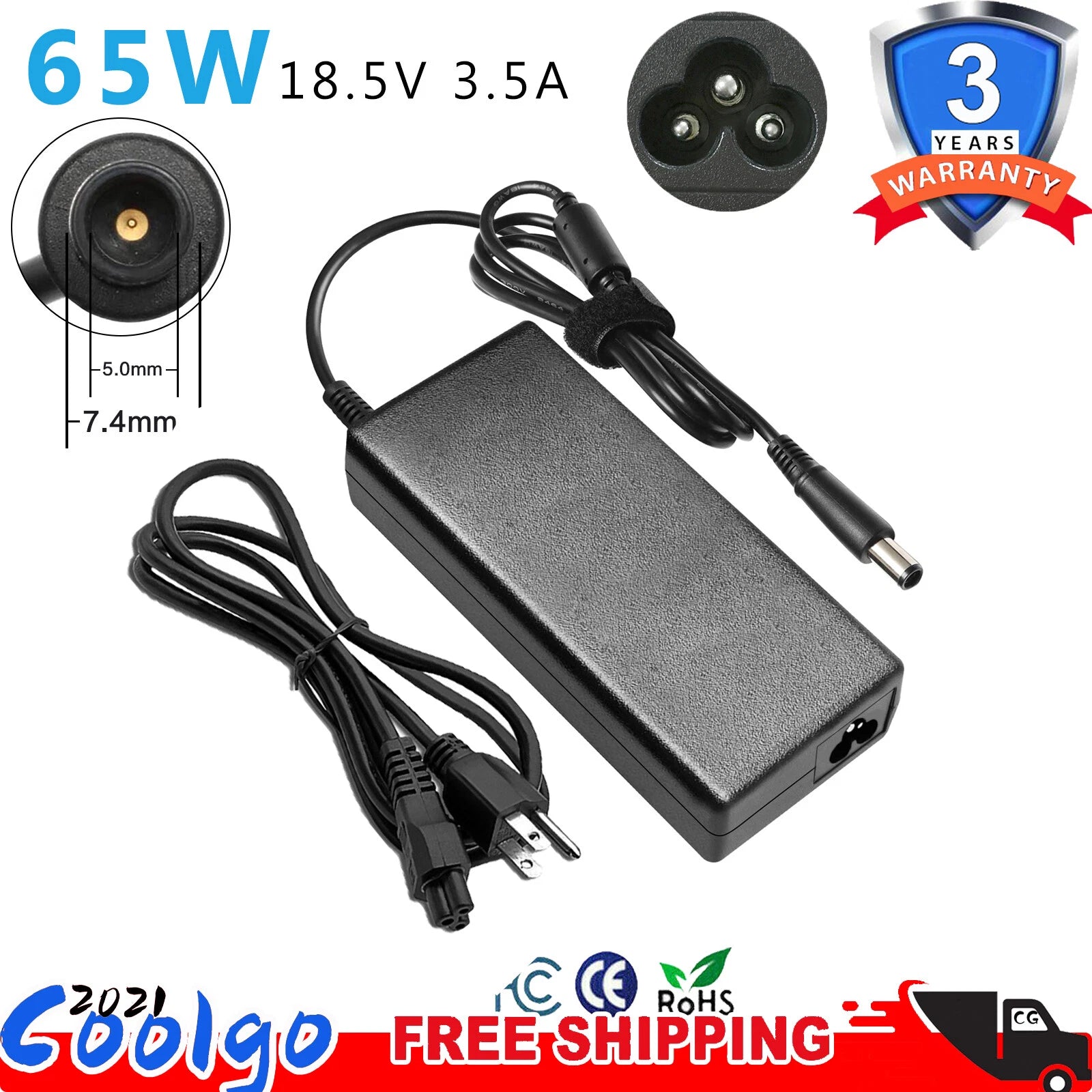 65W AC Adapter Battery Charger For HP G70 G71 G72 Laptop Power Supply Cord US