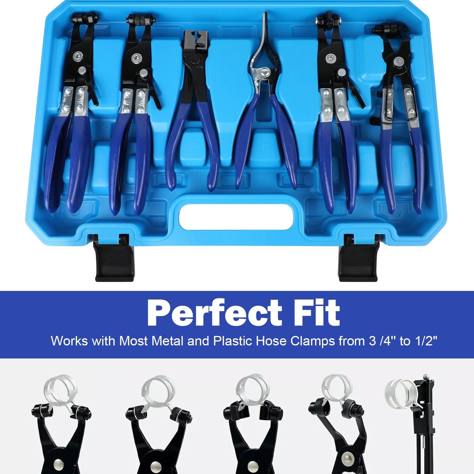 9Pcs Flexible Hose Clamp Pliers Wire Long Reach Fuel Oil Water Hose Remover Tool