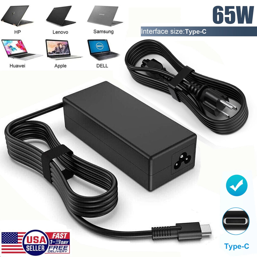Slim 65W Adapter Charger USB C For HP Elitebook x360, Pavilion Envy Elite x2 US