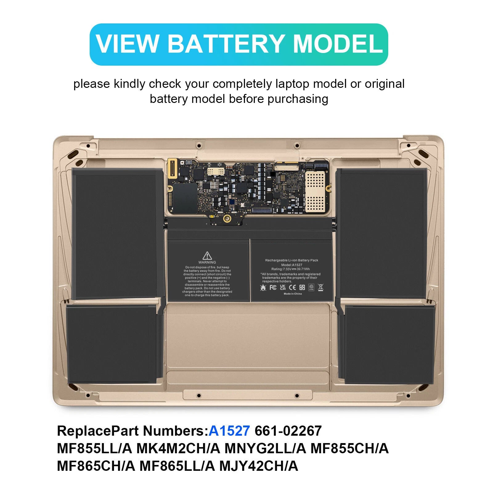 A1527 A1705 Battery for MacBook Retina 12 inch A1534 (Early 2015 2016 Mid 2017)