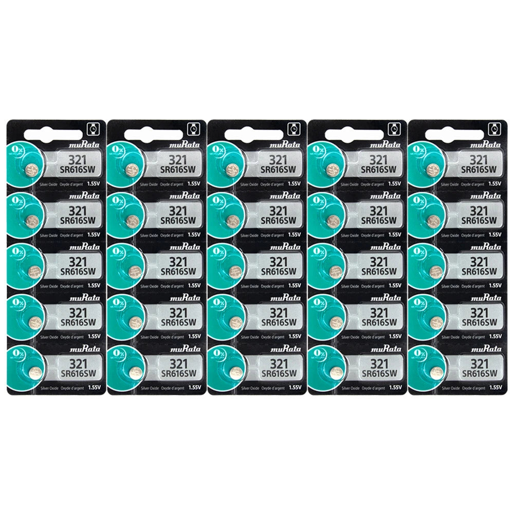 25 x Murata 321 Watch Batteries, 0% MERCURY equivilate SR616SW