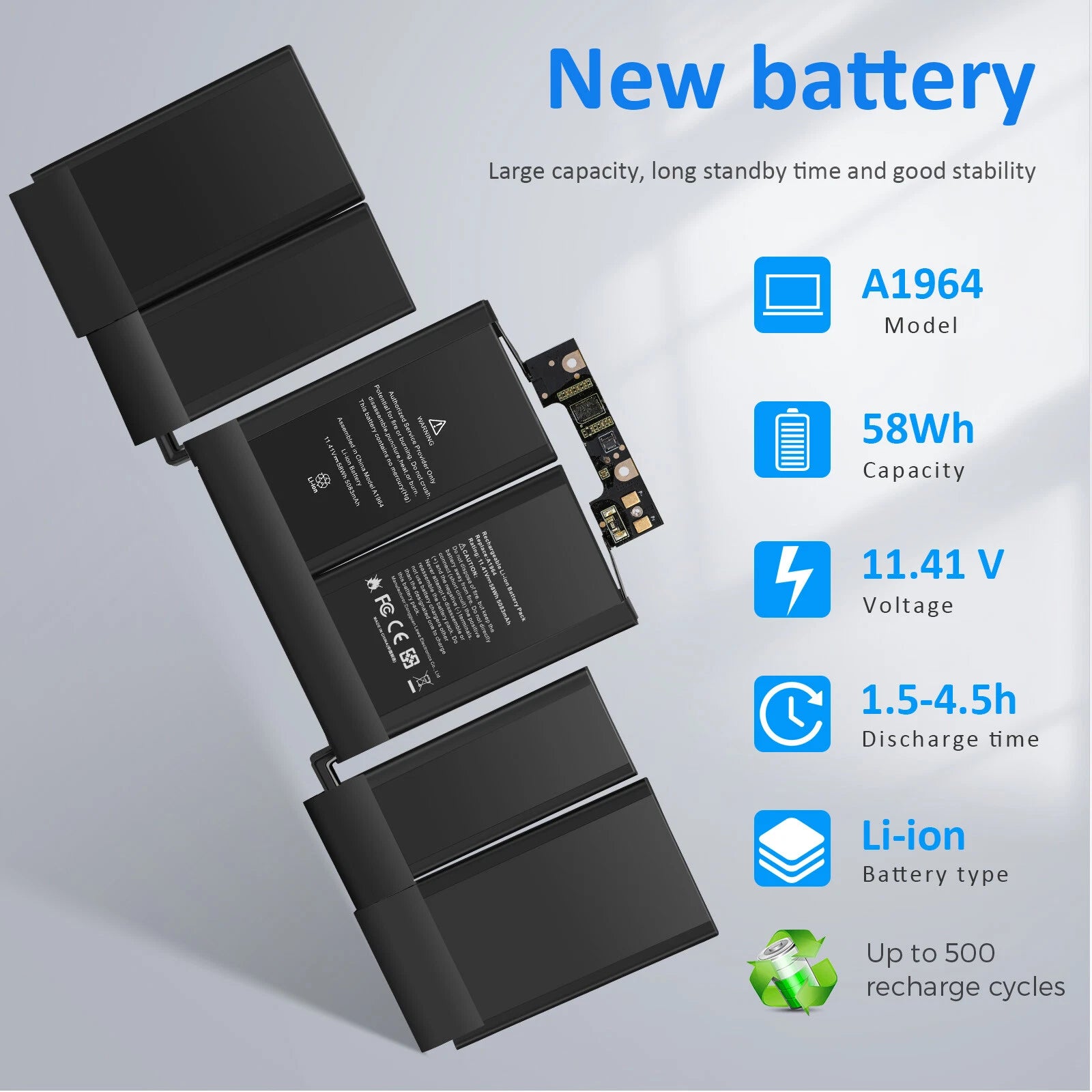 A1989 A1964 Battery for MacBook Pro 13" A1989 Mid 2018 2019 A2251 2020 EMC 3214