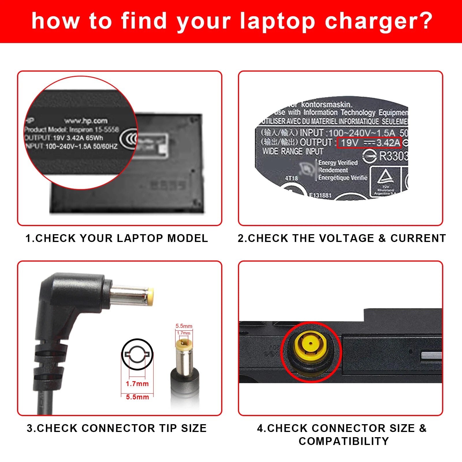 For Acer AC Adapter Charger for Acer Aspire E5 E5-575G-53VG N16Q2 Laptop w/Cord