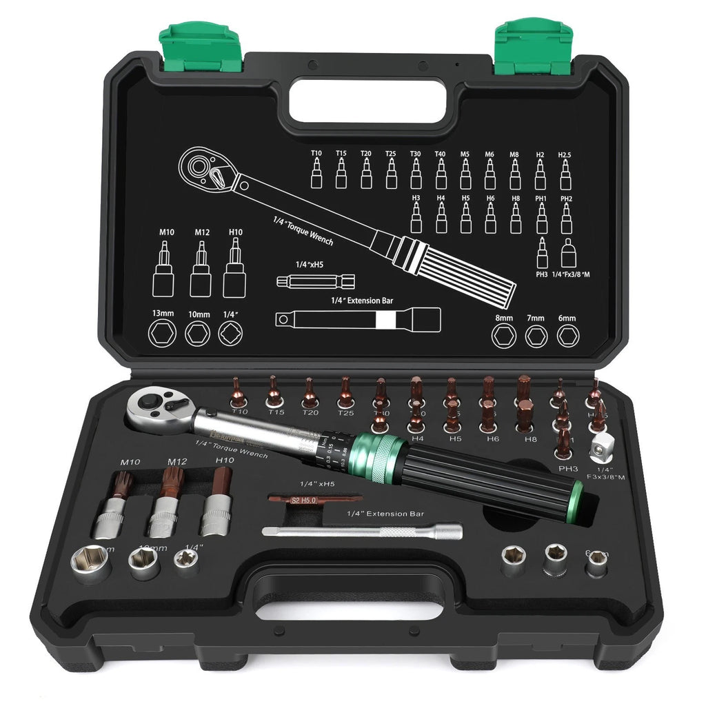 ??32Pcs Torque Wrench Set 1/4" Drive 2.5-20Nm (1.84-14.76ft.lb) For Bicycle 2026