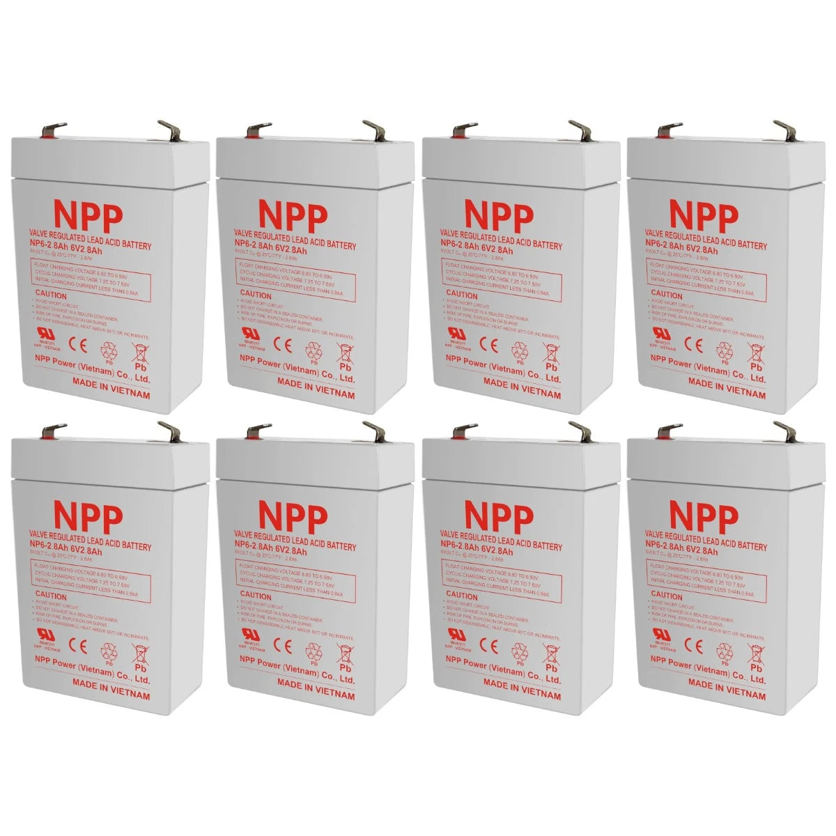 8PC NPP NP6-2.8Ah 6V 2.8Ah AGM VRLA General Series Battery