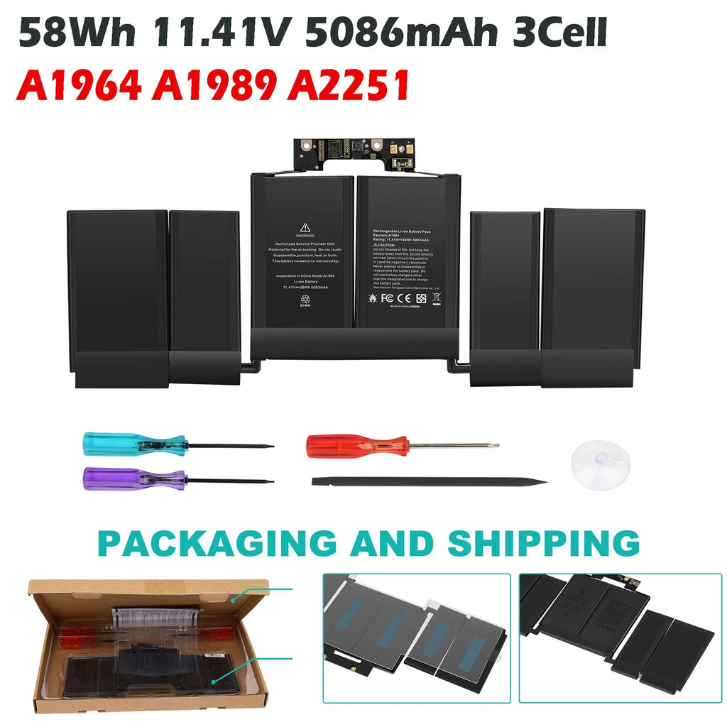 A1964 Battery for MacBook Pro 13" A1989 Mid 2018 2019/A2251 2020 EMC 3214 5086mA