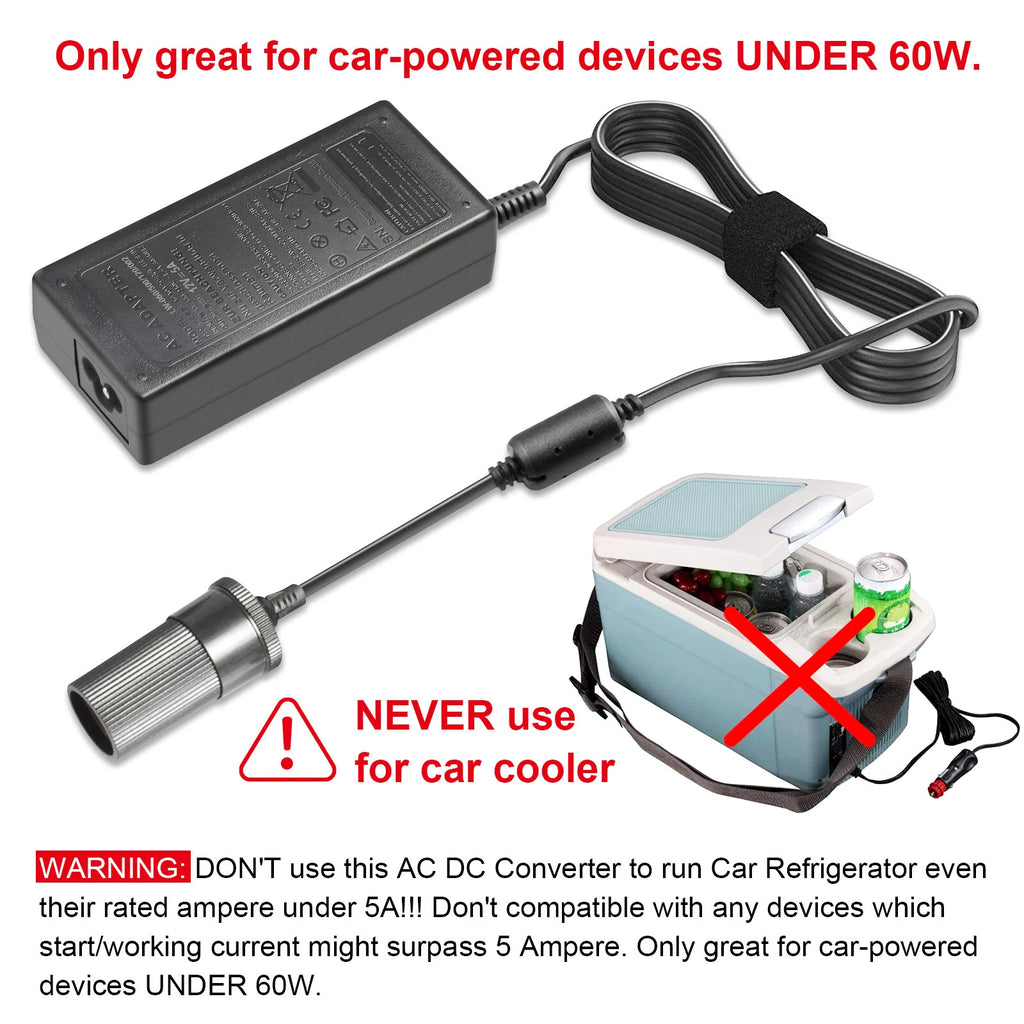 110V-240V AC wall to DC 60W 12V/5A adapter Converter Cigarette Lighter Socket US