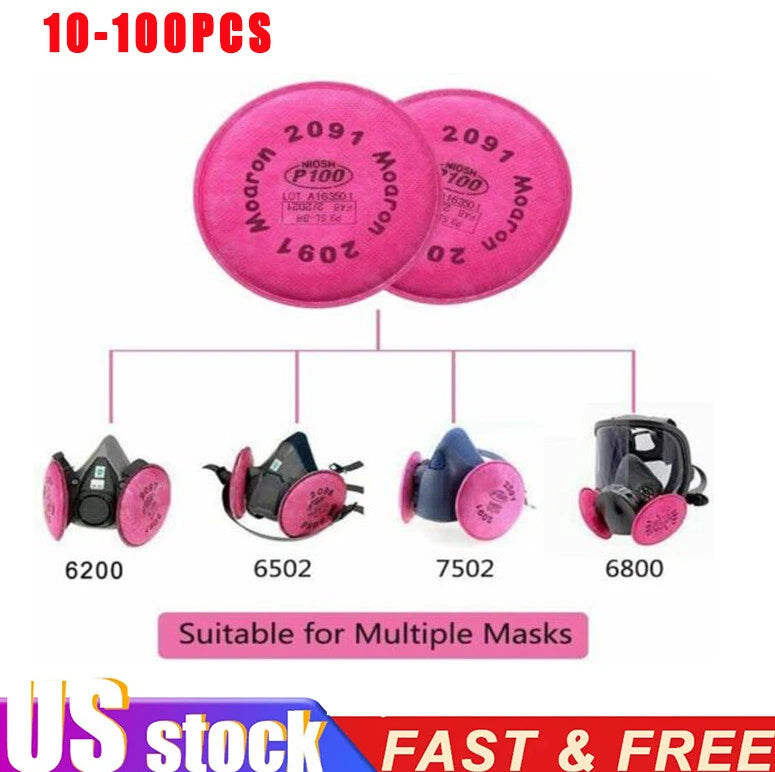 US 10-100PCS 2091 P100 Particulate Filters 5000, 6000, 7000 and FF-400 Series