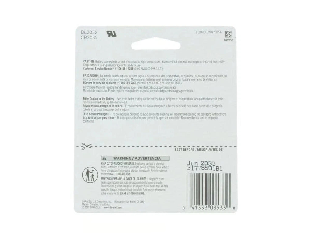Duracell 2032 Coin/Button 6 PK Cell Batteries - EXP 2028 wholesale price