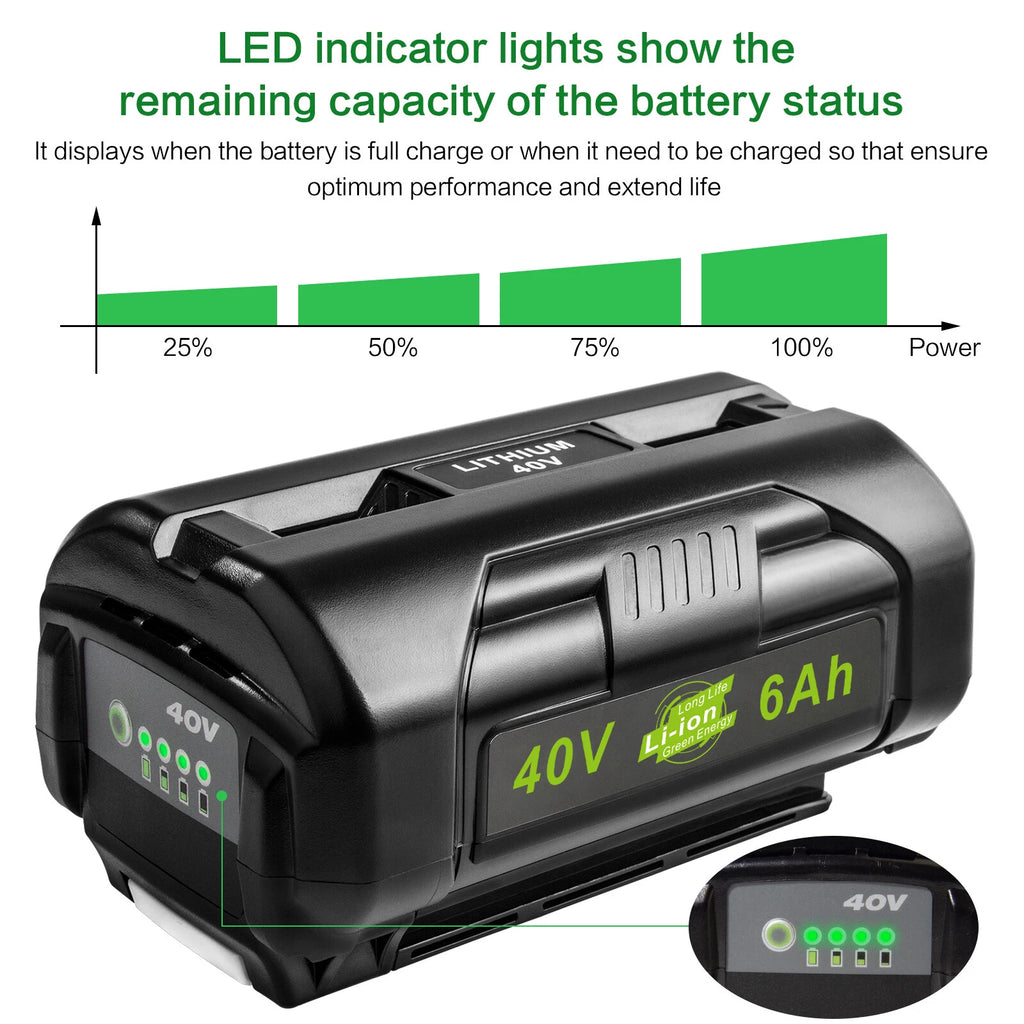 For Ryobi 40 Volt 6.0Ah Battery High Capacity Lithium-Ion OP4050 OP4060 OP40401