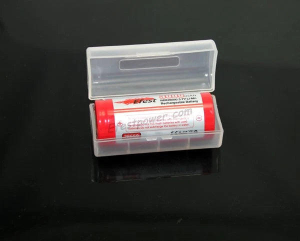 1 Efest Battery White Clear Plastic Battery Case Holder for 1 26650 Battery