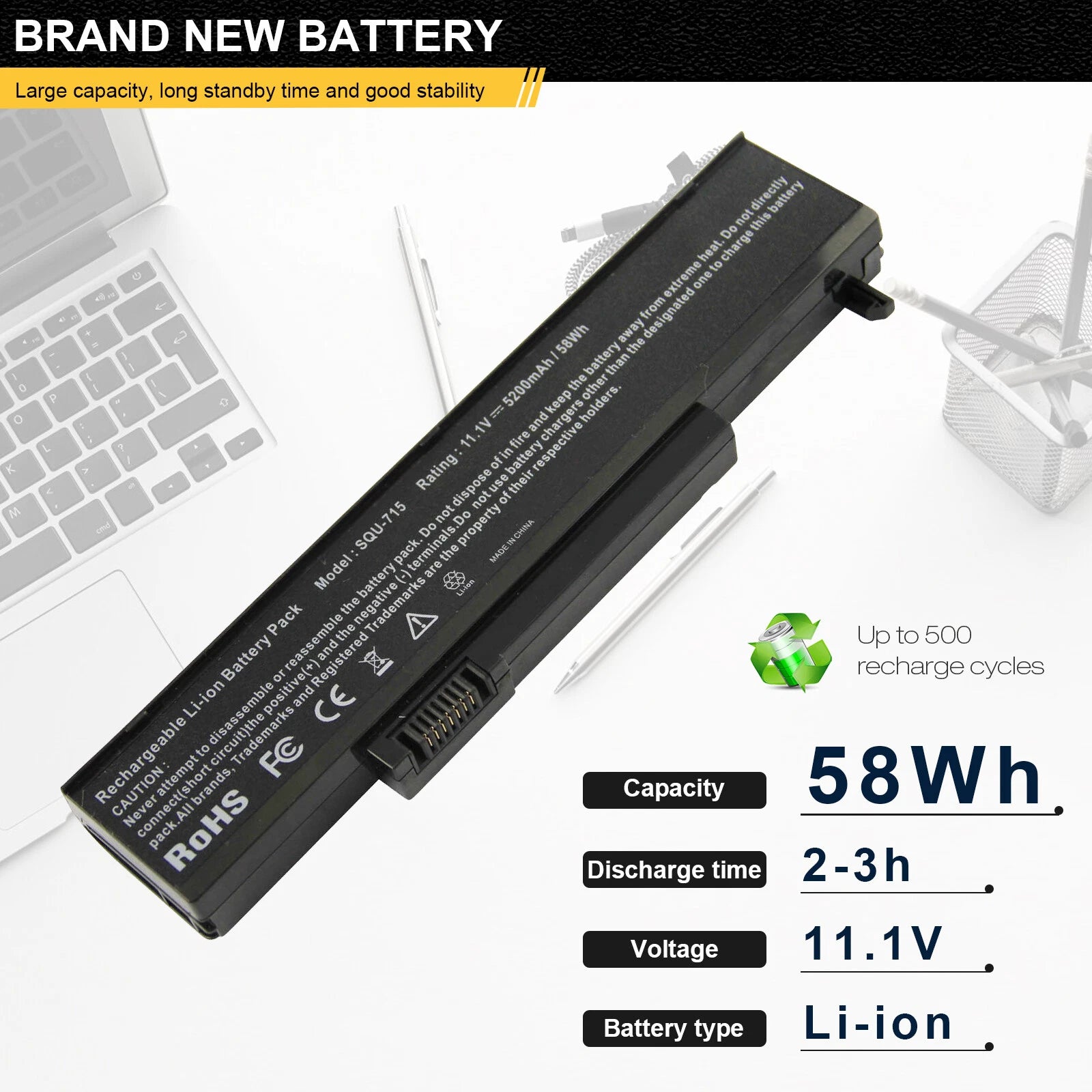 SQU-715 NEW Battery For Gateway SQU-720 M-6823a W35044LB W35044LB-SP W35044LB-SY