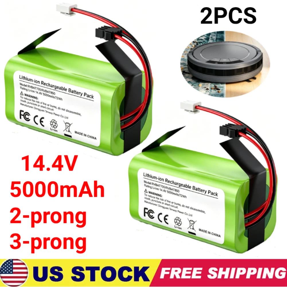 2X Replacement 5.0Ah 14.4V Battery for Shark Vacuum RVBAT70 RVBAT850 RV1101ARUS