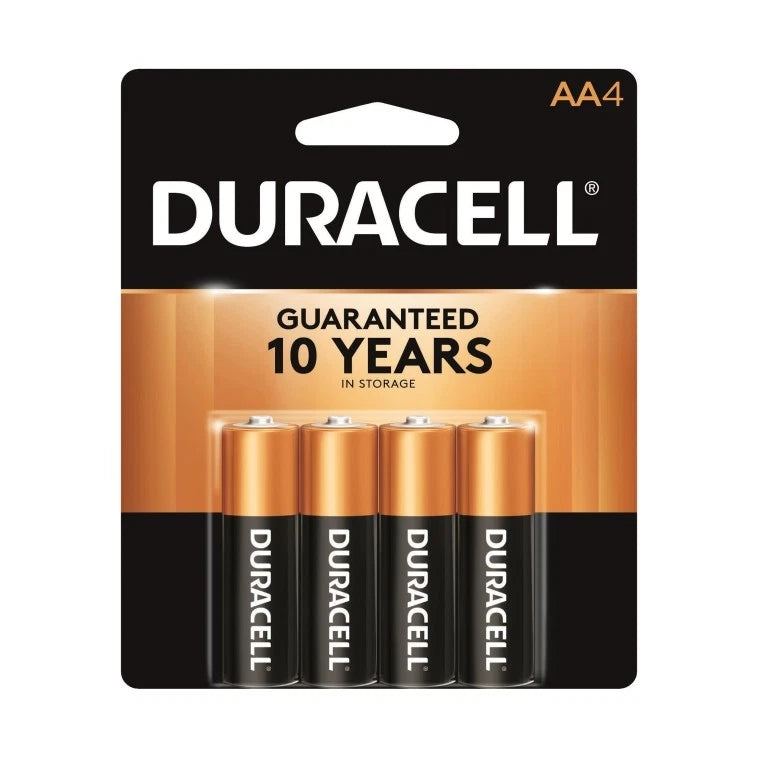 4 Pcs Duracell AA CopperTop Alkaline 1.5V Batteries