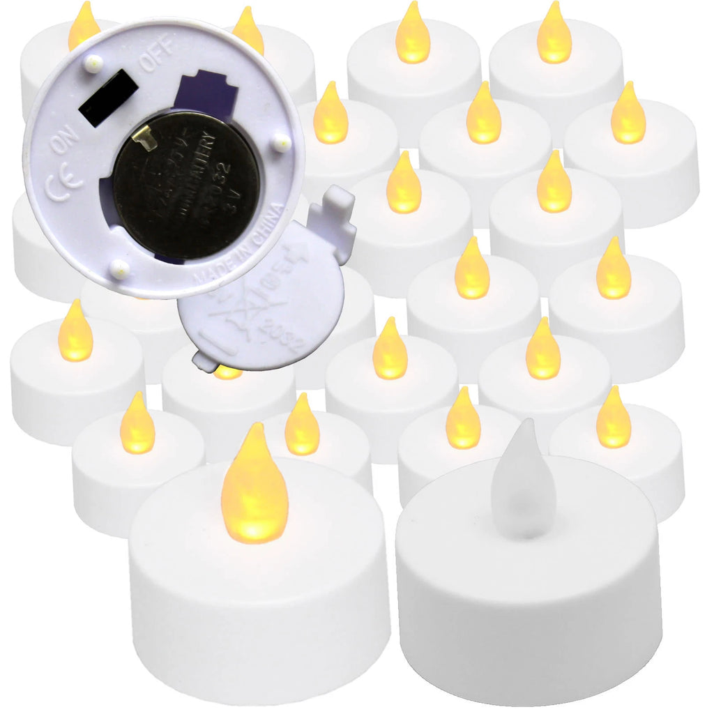 24 pieces Amber Led Tea Light Flameless Battery Candles Wedding Party Romantic