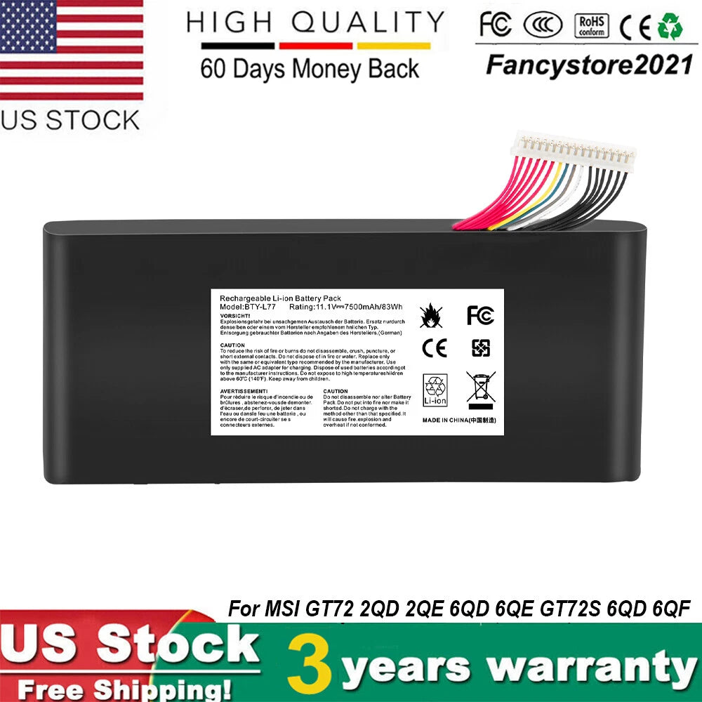 BTY-L77 Laptop Battery for MSI GT72 2QD GT72 2QE GT72 6QD GT72S-6QF GT72VR 6RD