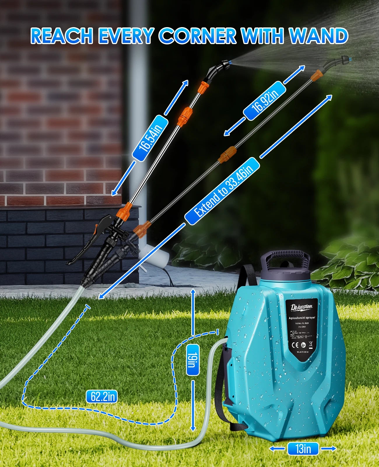 Battery Backpack Garden Sprayer 3.2 Gallon Pressure Pump Lawn Yard Plant Weed