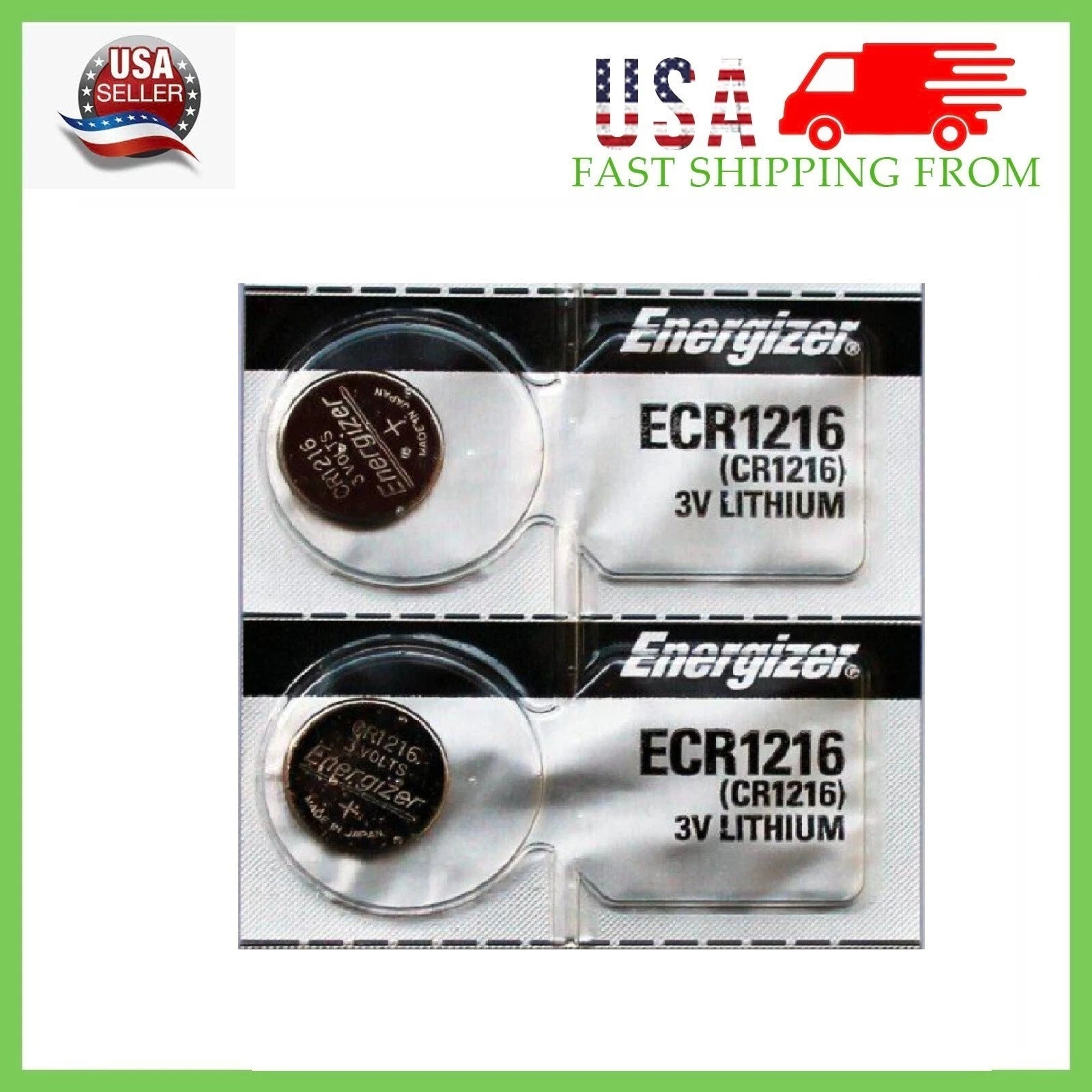 2 SUPER FRESH ENERGIZER CR1216 LITHIUM COIN BATTERIES BR1216 CR1216 DL1216B