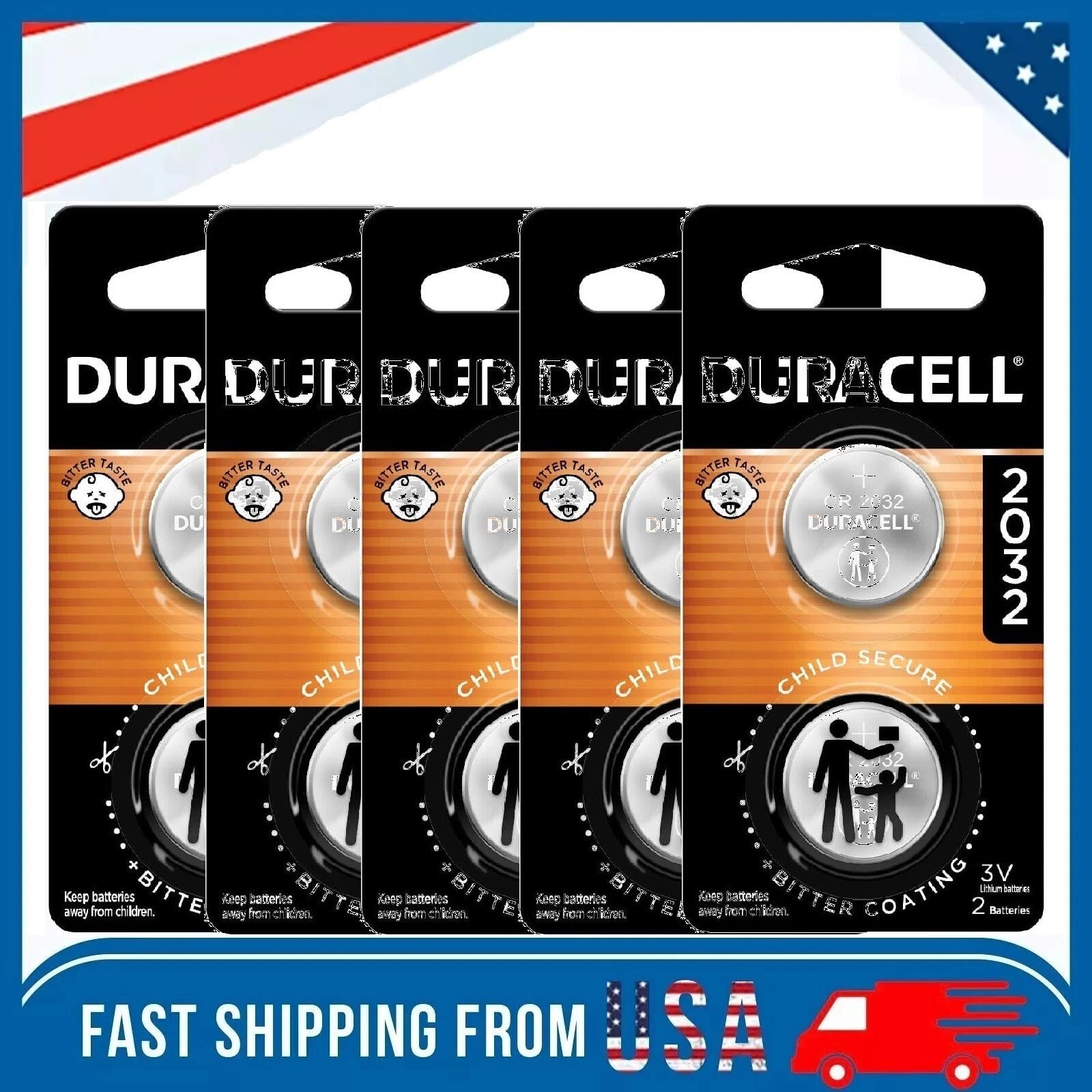 Duracell 2032 CR2032 DL2032 CR Lithium Button Cell Battery 10 Pack Exp. Jan 2034