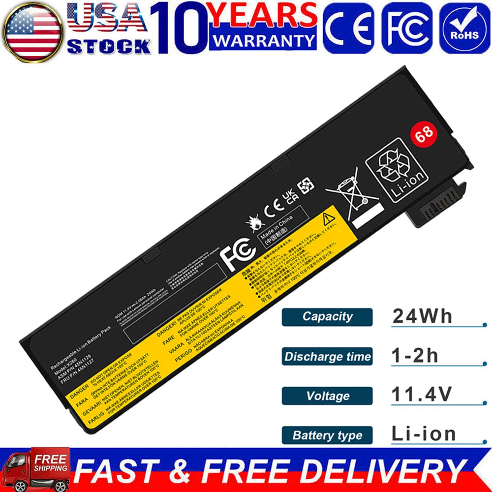 Replacement Battery for Lenovo ThinkPad X240 X250 X260 X270 T440 T450 T460 24Wh