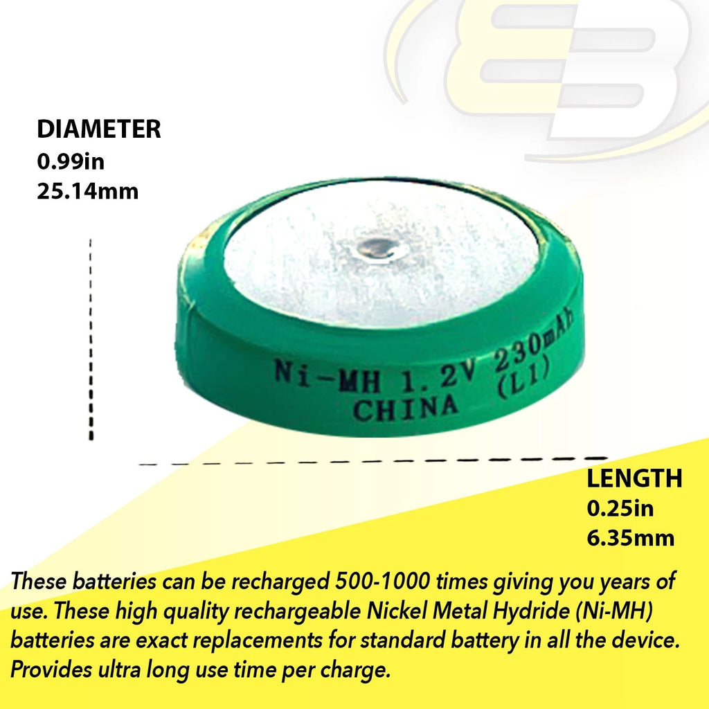 5x 1.2V NiMH Flat Top Rechargable Battery for receivers, Telecoms, Data Meters