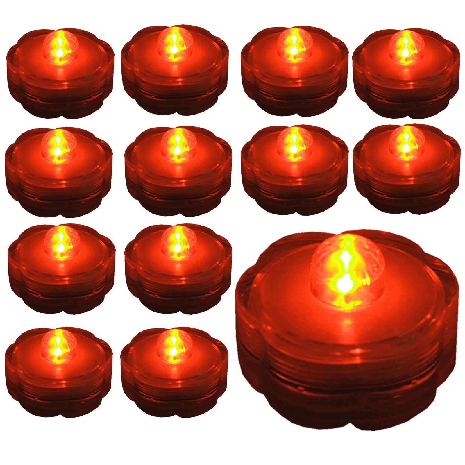 Submersible Waterproof Battery LED Tea Light ~ ORANGE ~ 12 Pack HALLOWEEN Décor