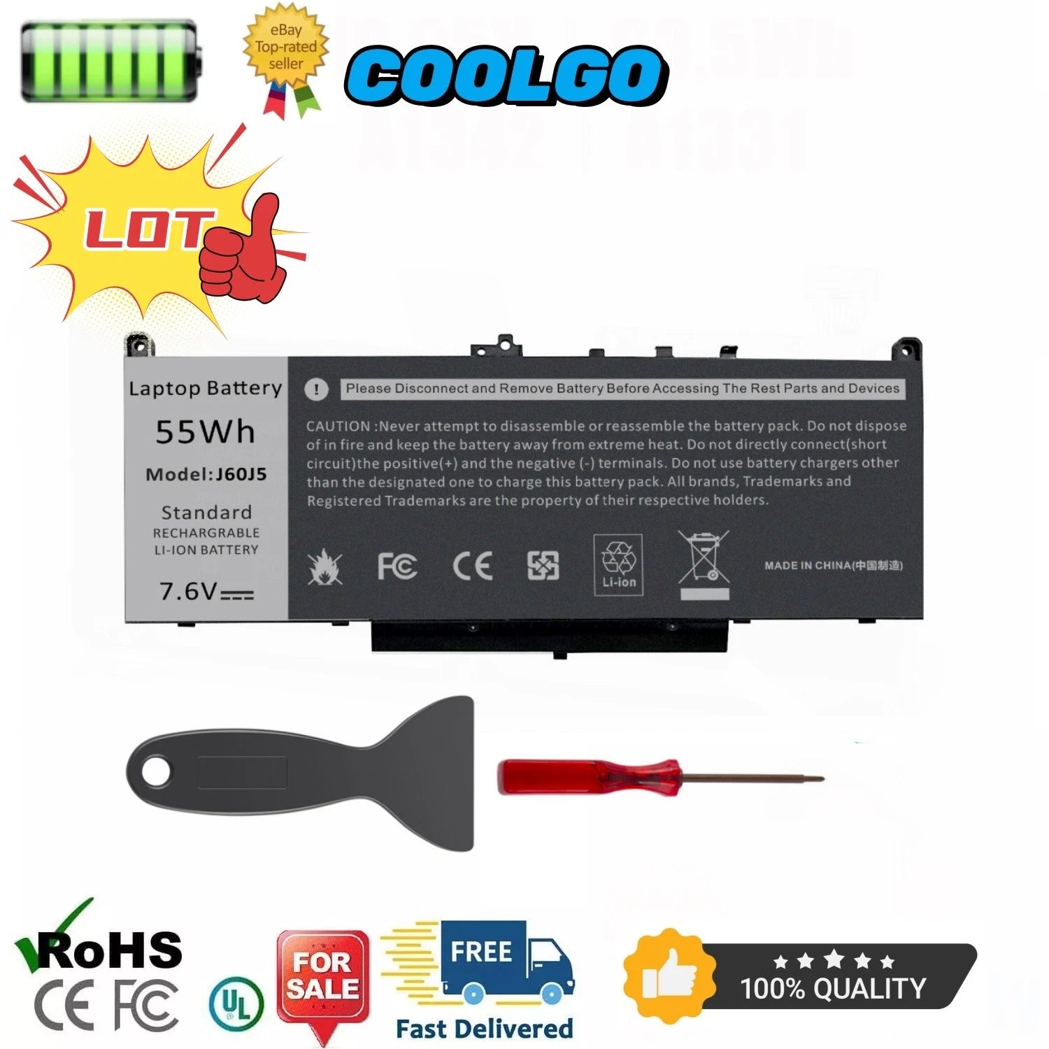 Lot Battery For Dell Latitude E7270 E7470 Series Laptop J60J5 R1V85 451-BBSX 55W