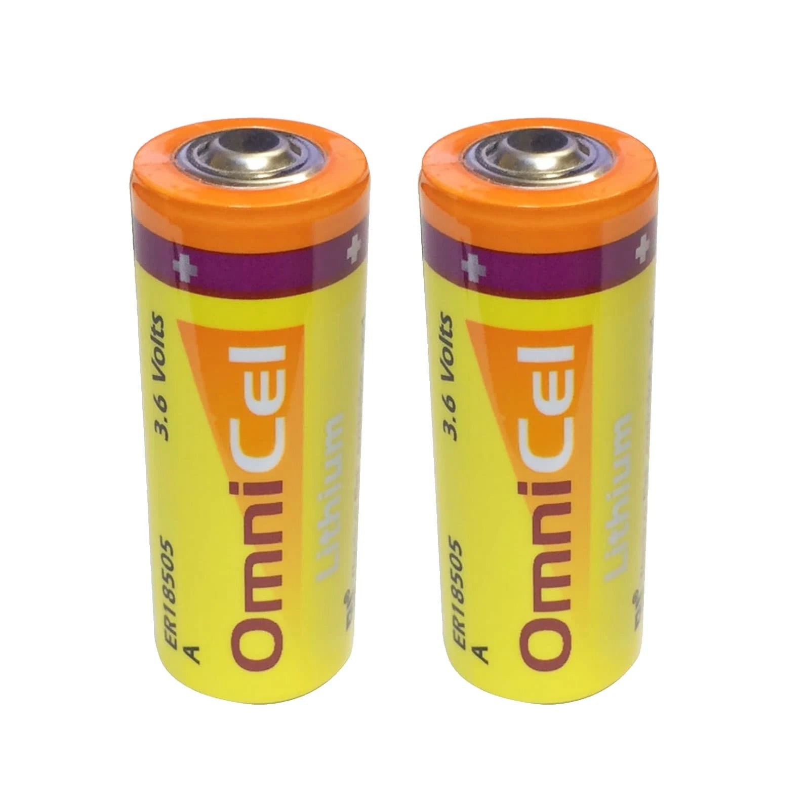 2x Omnicel ER18505 3.6V 3.8Ah Sz A Lithium Button Top Battery Sensors Detectors
