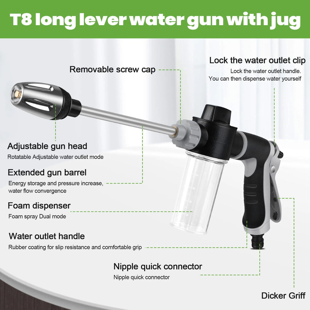 High Pressure 3 Water Spray Gun Nozzle Garden Hose Pipe Lawn Car Washing Metal