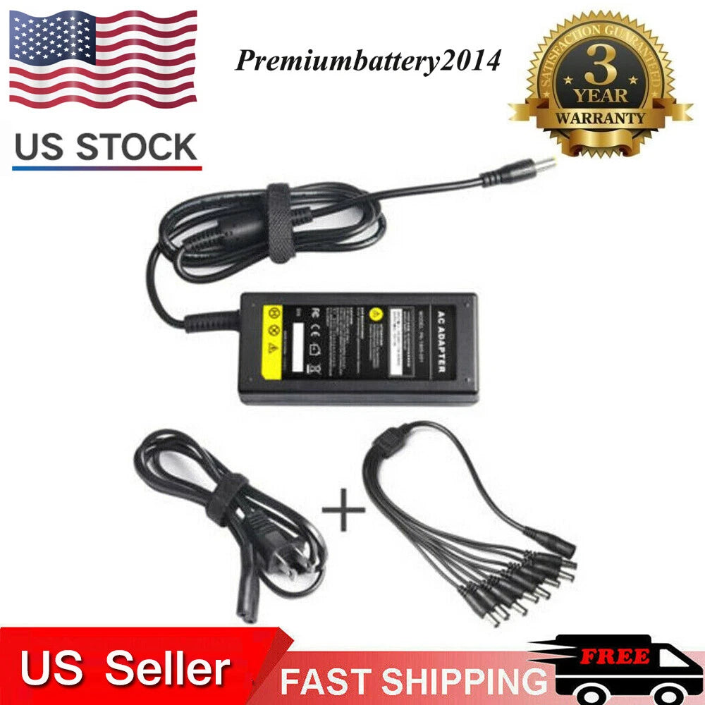 60W Power Supply Adapter +8 Split Power Cable for CCTV Security Camera DVR