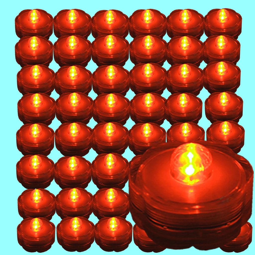Submersible Water-proof Battery LED Tea Light ~ ORANGE ~ 48 Pack HALLOWEEN