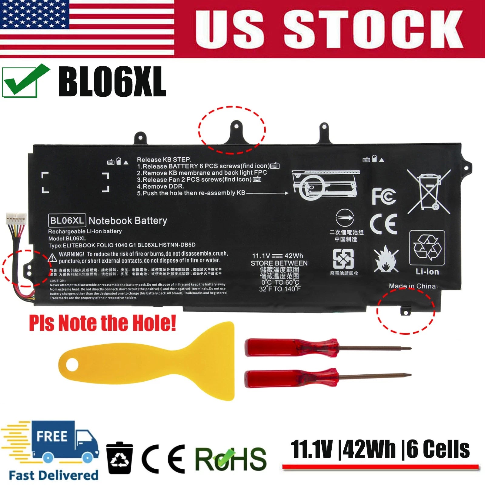?BL06XL Battery For HP EliteBook Folio 1040 G0 G1 G2 BL06042XL HSTNN-DB5D Series