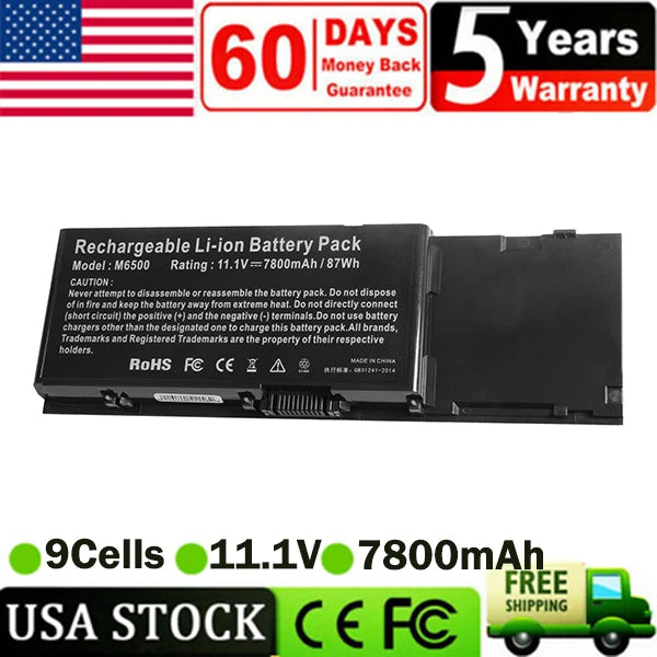 8M039 Battery for Dell Precision M2400 M4400 M6400 M6500 C565C 03M190 9 Cells