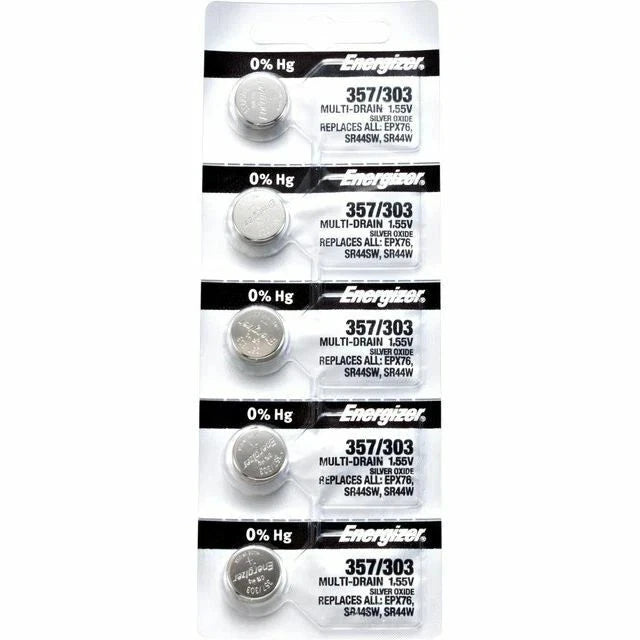 10 Energizer 357/303 Silver Oxide Coin Cell Batteries 1.55V Fresh- Free Shipping