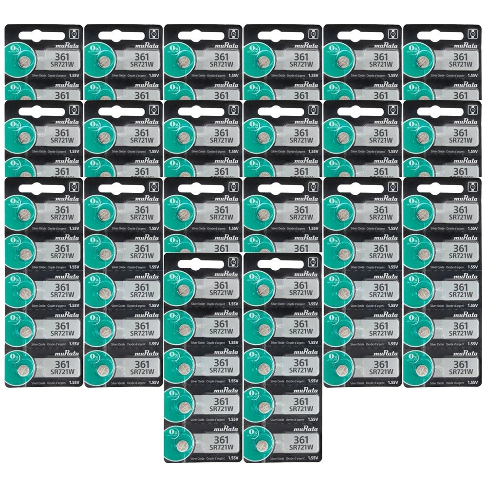 100 x Murata Silver Oxide 361 SR721W 1.55V Battery - Replaces Sony