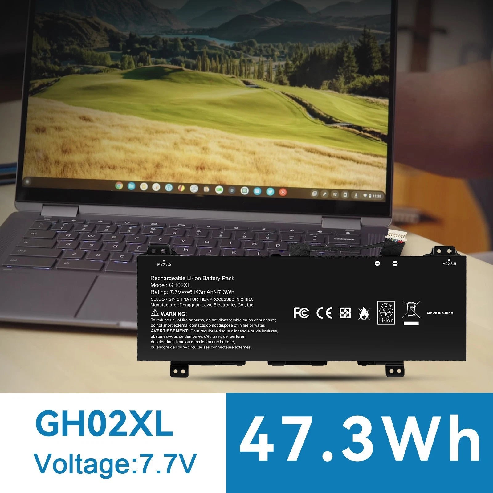 47.3Wh GH02XL Labtpo Battery For HP Chromebook 11A G8 11 G8 14 G6 X360 11 G3