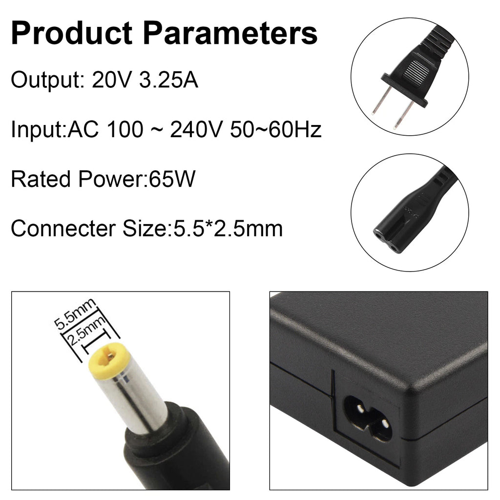 65W AC Adapter Charger For Lenovo IdeaPad Essential P500 5.5*2.5mm Yellow T tip