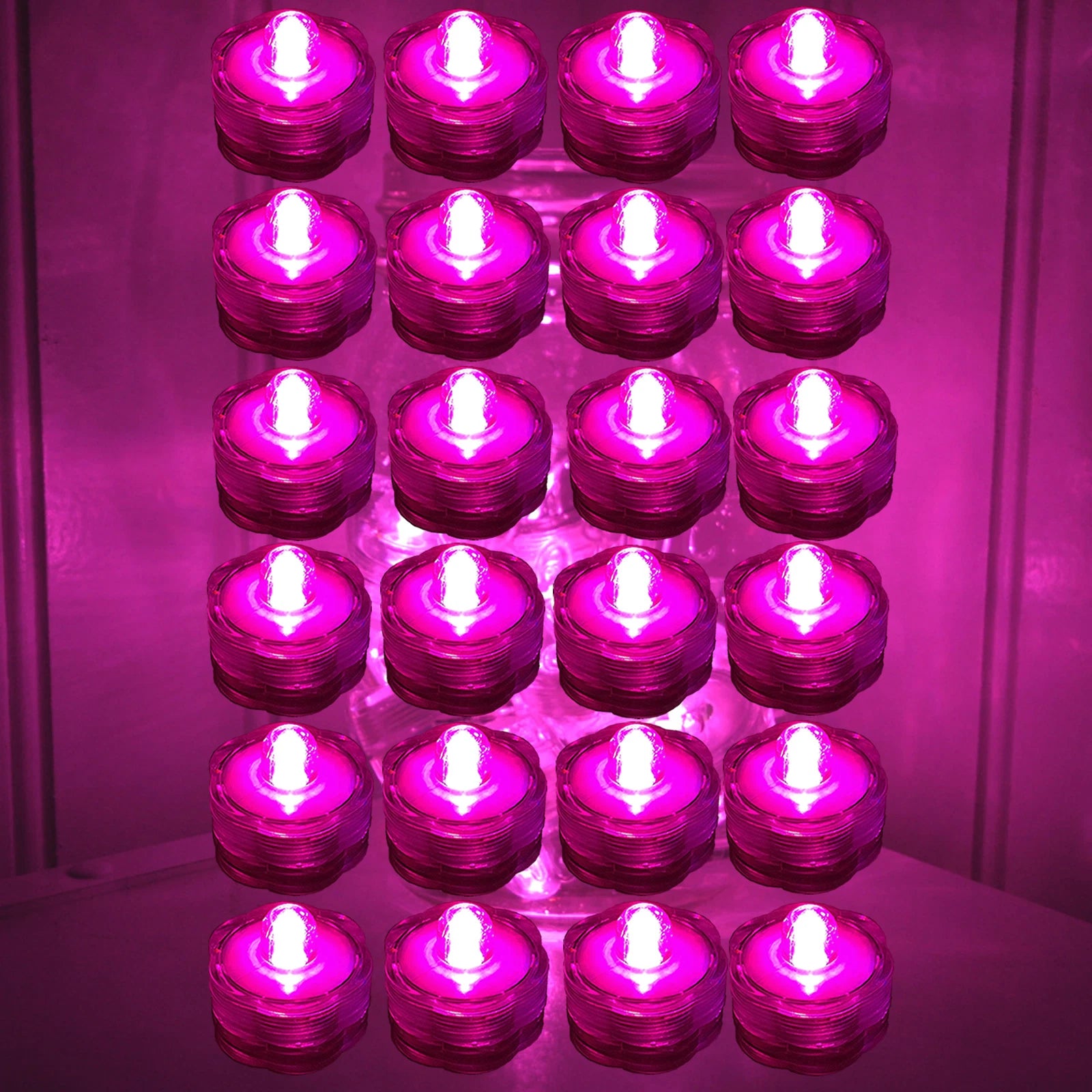24 Pack PINK Submersible Waterproof Underwater Battery LED Tea Light~Wedding