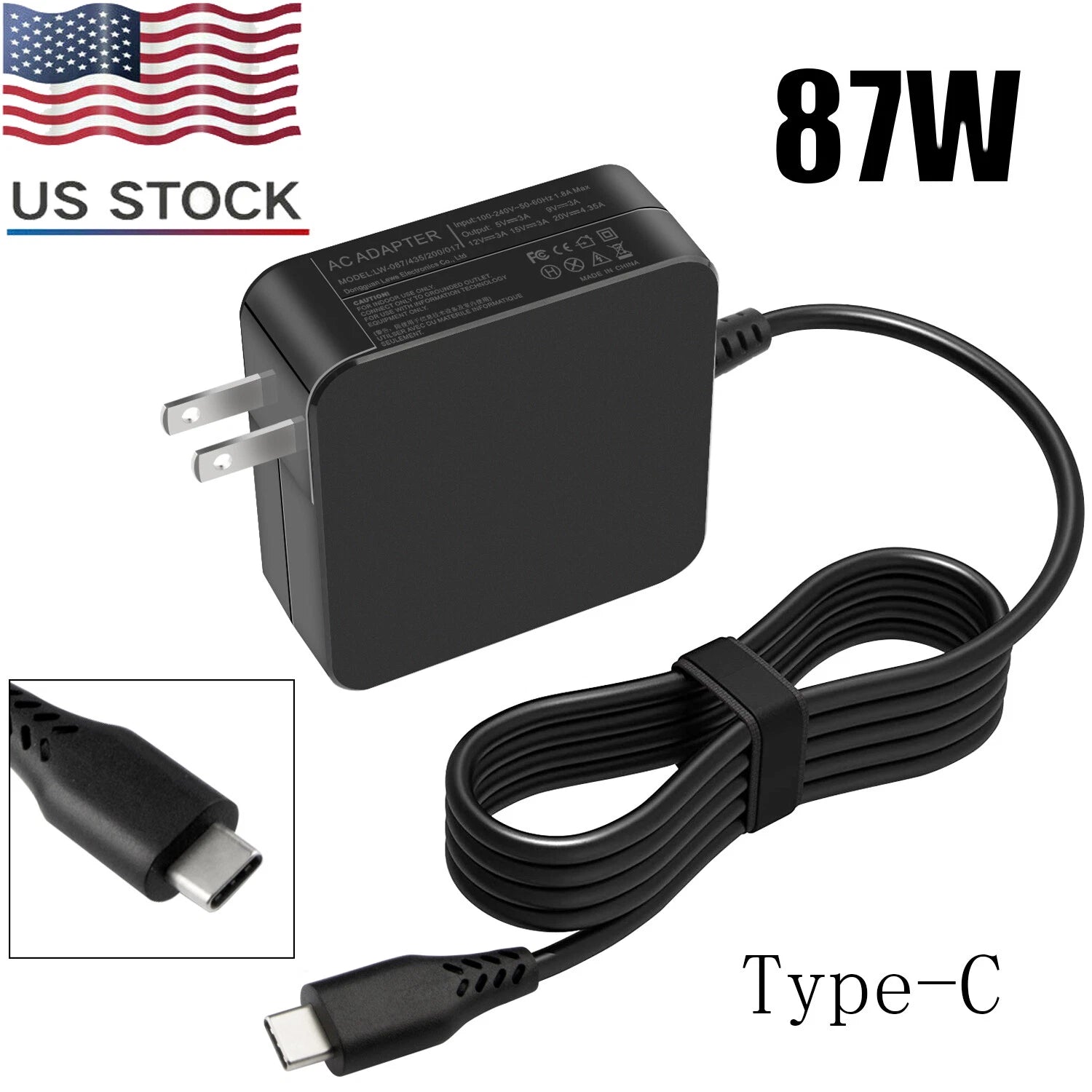 Laptop Charger 87W USB-C AC Adapter Type-C For MacBook Pro 16-inch, 2019 -2020