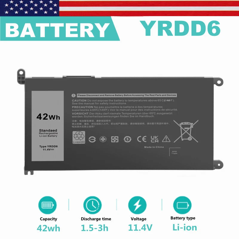 YRDD6 Battery For Dell Inspiron 3493 3582 3583 3593 3793 Latitude 3310 VM732