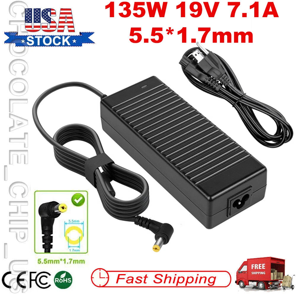 135W AC Adapter Charger for Acer Nitro5 N18C3 AN515-51 AN515-57 AN517-54 Laptop