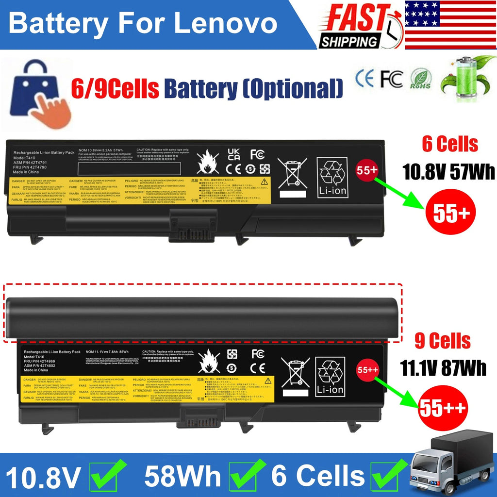 ?55+/55++ Battery for Lenovo Thinkpad T410 T420 T510 T520 SL410 SL510 W510 W520