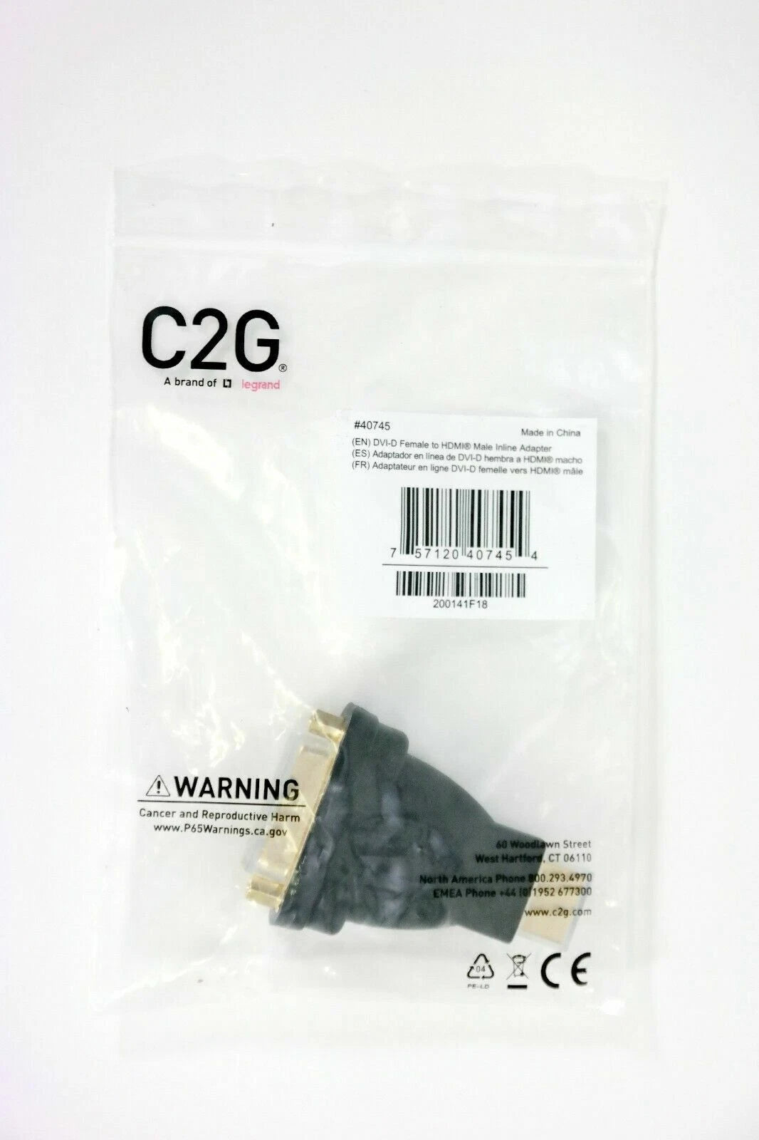 Lot of 50 New C2G DVI-D Link Female to HDMI Male Adapter for LCD Monitor PC