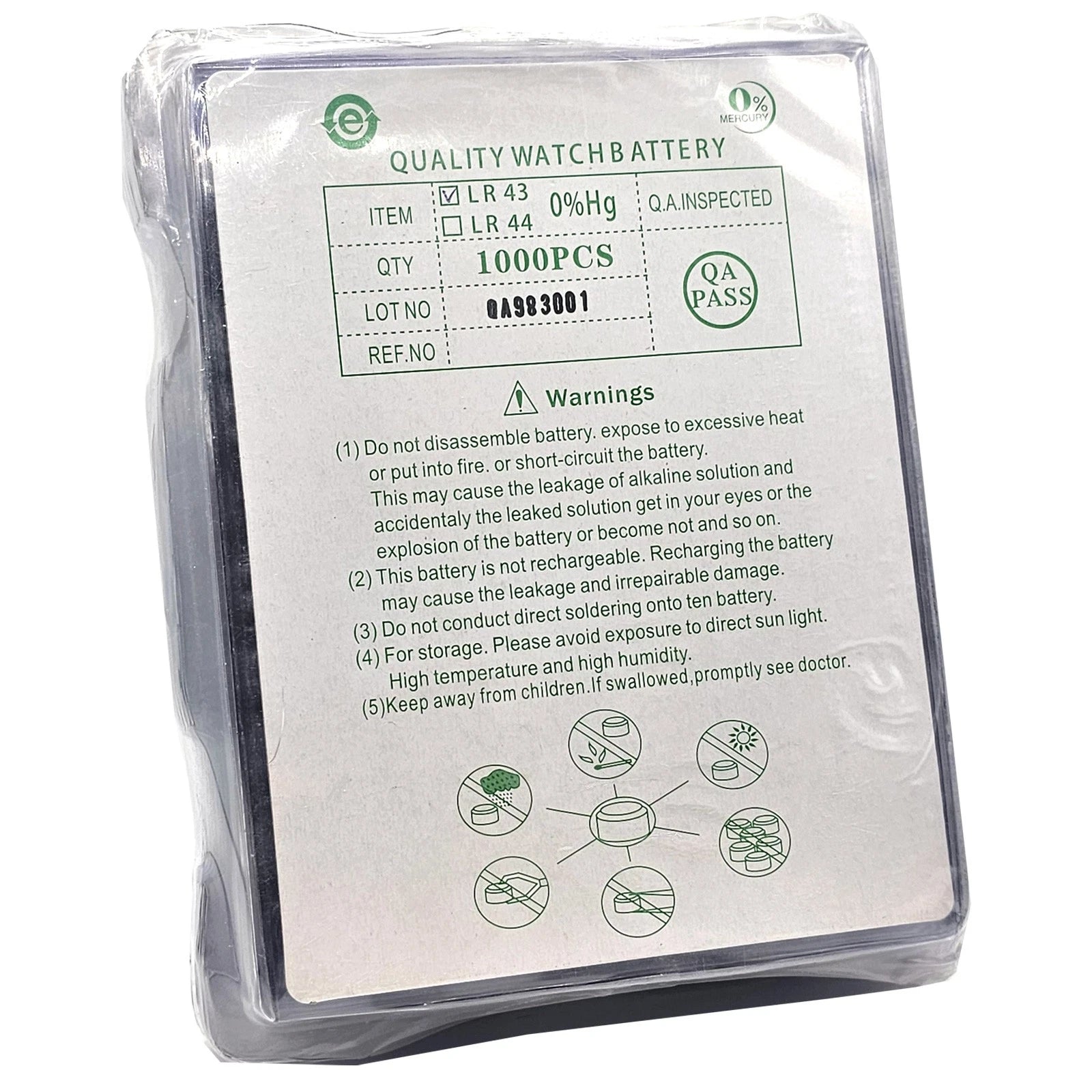 NEW 1000pk LR43 1.5V Alkaline Watch Battery Compatible With 1132SO 1133SO 1167A